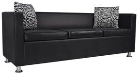 Conjunto de sofás de 2 e 3 lugares couro artificial preto