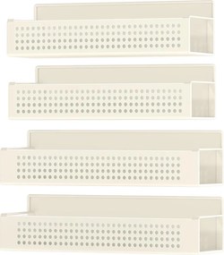 Conjunto magnético de 4  prateleiras para especiarias em metal, sem necessidade de perfuração branco creme