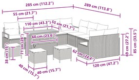 Conjunto de Sofá de Jardim vidaXL de 14 Peças com Almofadas Cinza Ratt