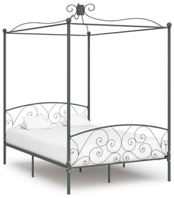 Estrutura de cama com dossel 140x200 cm metal cinzento