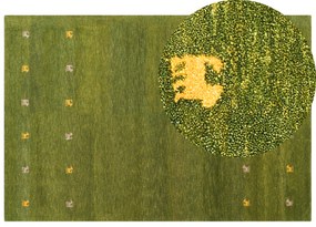 Tapete Gabbeh em lã verde 200 x 300 cm YULAFI Beliani