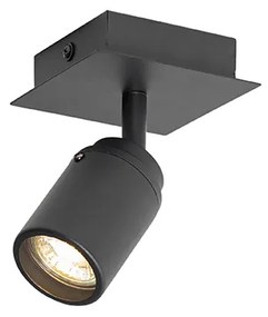 Foco de casa de banho moderno preto quadrado IP44 - Ducha