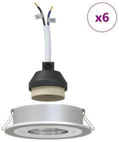 Spotlights Embutidos 6 pcs Redondas GU10 Prata Ø91 mm