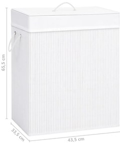 Cesto para roupa suja c/ secção única 83 L bambu branco