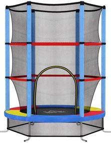 HOMCOM Trampolim Infantil Ø140x190 cm Trampolim para Crianças de 3-6 Anos com Rede de Segurança Carga 45 kg para Interior Azul