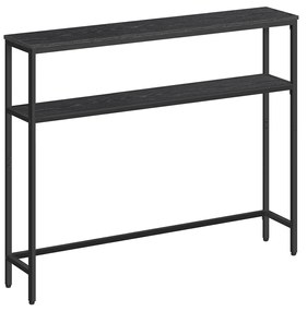 Mesa consola com 2 prateleiras 20 x 100 x 80 cm Cinzento antracite + Preto