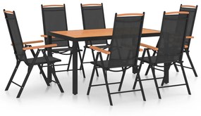 vidaXL 7 pcs conjunto de jantar para jardim alumínio preto