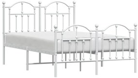 Estrutura de cama com cabeceira e pés 120x200 cm metal branco