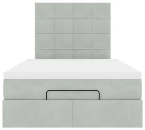 Estrutura de cama otomana com colchões cinza claro Veludo