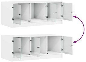 Mesa de centro c/ portas de vidro 102x50x42 cm branco