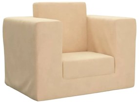 Sofá-cama infantil pelúcia macia cor creme