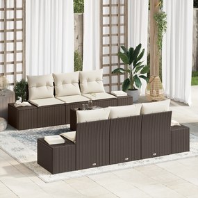 Conjunto de Sofá de Jardim de 7 Peças com Almofadas Rattan Sintético C