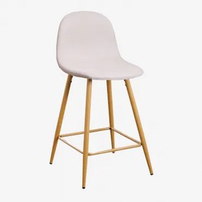 Pacote De 2 Bancos Altos Glamm Beige Creme & ↑65 Cm & Madeira Natural - Sklum