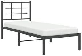 Estrutura de cama com cabeceira 80x200 cm metal preto