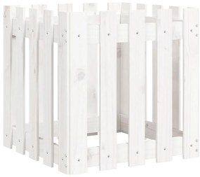 Vaso de jardim c/ design cerca 50x50x50 cm pinho maciço branco