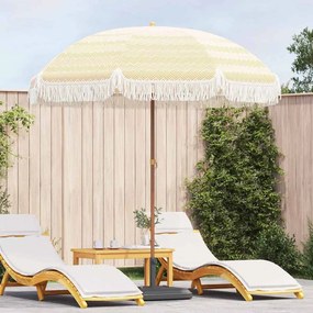 vidaXL Guarda-sol Amarelo e Branco Ø 205 x 209 cm Aço