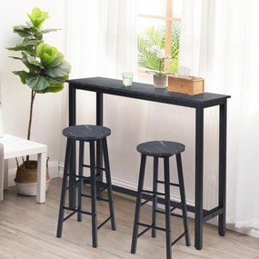Conjunto de 2 bancos altos de mármore sintético rústico para bar Cadeiras altas com assento redondo para sala de jantar com apoio para os pés para bar