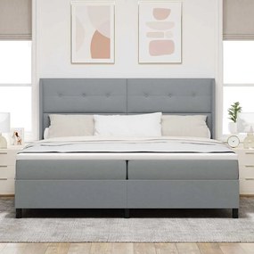 Cama Box com Colchão Cinza Claro 200x200 cm Tecido
