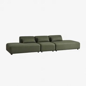 Sofá-chaise Duplo Modular De 3 Peças Fogler Chenille Verde Sálvia - Sklum