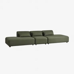 Sofá Modular De 3 Peças Com Duplo Divã Fogler Tecido Pele De Borrego Verde Sálvia - Sklum