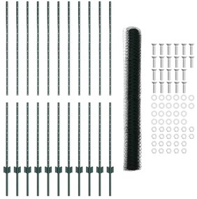 Postes de Cerca vidaXL 11 pcs U-Channel Verde 160 cm Aço
