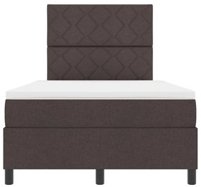 Cama Box com Colchão e LED Castanho Escuro, 120 x 200 cm Tecido