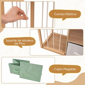 Estante Infantil em Forma de Castelo, 111 x 40 x 92 cm, Arrumação para Livros e Brinquedos, Natural
