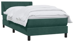 Cama com molas/colchão verde-escuro 80x210 cm veludo