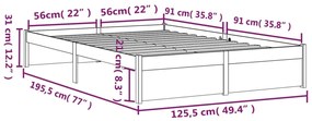 Estrutura cama pequena casal 120x190 cm pinho maciço branco