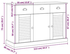 Aparador com gavetas VIGO 113x40x75 cm pinho maciço branco