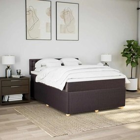 Cama com molas/colchão 160x200 cm tecido castanho-escuro