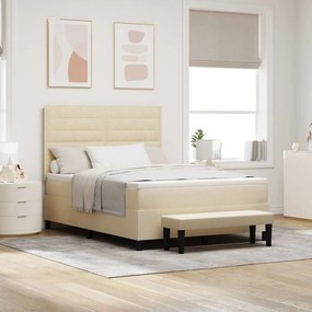 vidaXL Cama Box Spring com Colchão e Banco Bege 140x190 cm Tecido