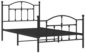 Estrutura de cama com cabeceira e pés 100x190 cm metal preto