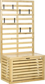 Outsunny Baú de arrumação com treliça, 4 prateleiras suspensas, porta magnética, madeira maciça, natural, 80 x 45 x 160 cm | Aosom Portugal