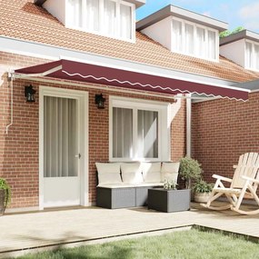 Toldo Retrátil Borgonha 400x200 cm Poliéster, Alumínio e Tecido
