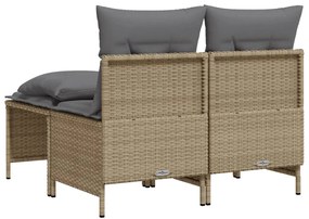 4 pcs conjunto de sofás para jardim c/ almofadões vime PE bege