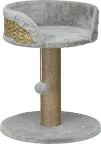 PawHut Arranhador Cama para Gatos Cesto para Gato, incl. bola de brincar, 40 cm x 40 cm x 49cm, Cinza | Aosom Portugal