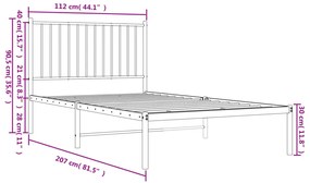 Estrutura de cama em metal com cabeceira 107x203 cm branco