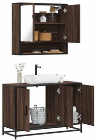vidaXL 2 pcs conj. móveis WC derivados madeira cor carvalho castanho