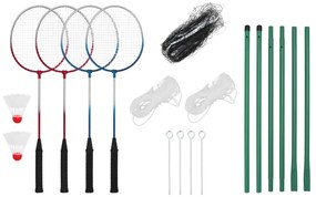 Conjunto de badminton com 4 raquetes e rede 620x151 cm
