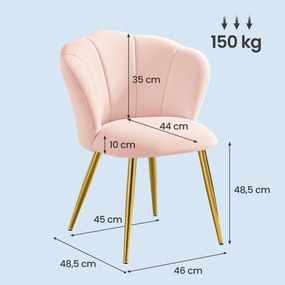 Cadeira de sala de jantar, banco toucador e poltrona em veludo com encosto em forma de pétala Rosa