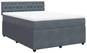 Cama com molas/colchão 160x200 cm veludo cinzento-escuro
