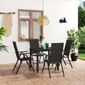 5 pcs conjunto de jantar para jardim preto