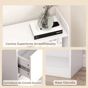 Estante para Livros Alta e Estreita com Painel Perfurado 2 Gavetas e 8 Compartimentos 120x30x200 cm Branco