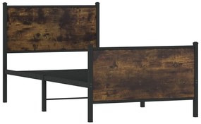 Estrutura de cama sem colchão 90x200 cm metal carvalho fumado