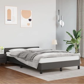 Estrutura de cama sem colchão 120x190cm couro do falso cinzento