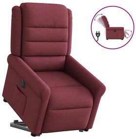 vidaXL Poltrona reclinável elevatória elétrica tecido vermelho-tinto