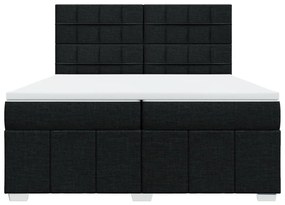 Cama com molas/colchão 200x200 cm tecido preto