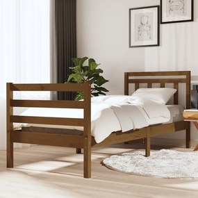 vidaXL Estrutura cama pequena solteiro 75x190 cm madeira castanho mel