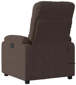Poltrona de massagens reclinável elétrica microfibra castanho